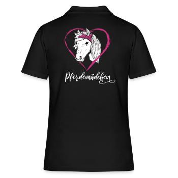 Pferdemädchen Pferde Herz Geschenkidee - Frauen Polo Shirt - Schwarz - Hinten - Ailine (174cm)