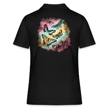 Papillons colorés Soft Grunge - Polo Femme - noir - Dos - Ailine (174cm)