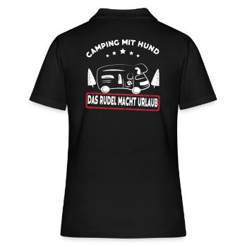 Camping mit Hund das Rudel macht Urlaub - Frauen Polo Shirt - Schwarz - Hinten - Ailine (174cm)