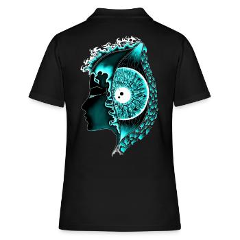 Big Eye Turquoise, Eye, Vertical, Realistic - Women's Polo Shirt - black - Back - Ailine (174cm)