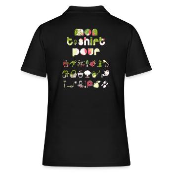 Mon t-shirt pour le jardin, cadeau femme jardinage - Polo Femme - noir - Dos - Ailine (174cm)
