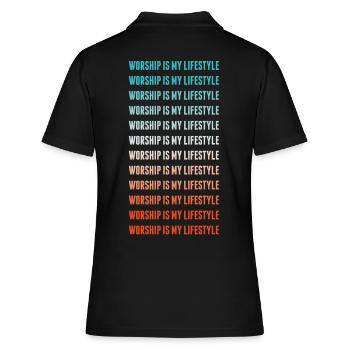 WORSHIP IS MY LIFESTYLE - Women's Polo Shirt - black - Back - Ailine (174cm)