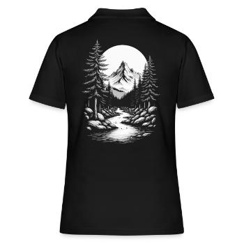 Landschaft Natur Berge Wald Bäume Baum Fluss Berg - Frauen Polo Shirt - Schwarz - Hinten - Ailine (174cm)
