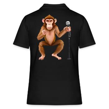 Singender Affe - Frauen Polo Shirt - Schwarz - Hinten - Ailine (174cm)