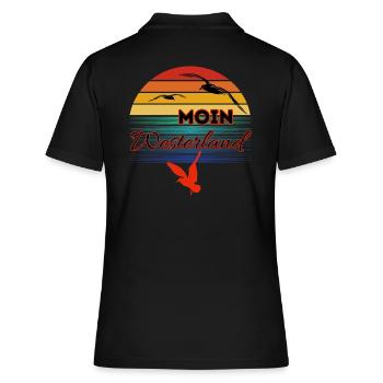 Moin Westerland avec mouette dans le style rétro Westerland - Polo Femme - noir - Dos - Ailine (174cm)