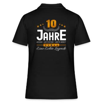 10. Jubiläum - Firmenjubiläum - Frauen Polo Shirt - Schwarz - Hinten - Ailine (174cm)