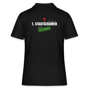 1. Staatsexamen Lehramt - Frauen Polo Shirt - Schwarz - Hinten - Ailine (174cm)
