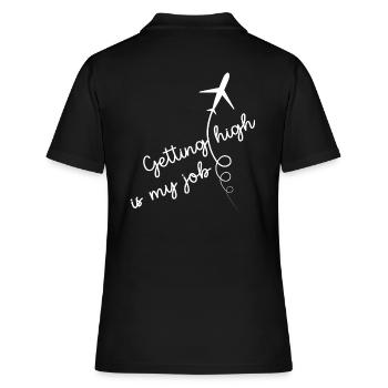 Pilot fliegt Flugzeug Flugstunden "getting high" - Frauen Polo Shirt - Schwarz - Hinten - Ailine (174cm)
