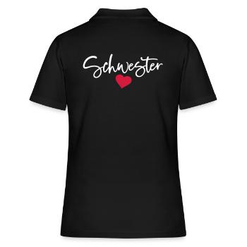 Beste Schwester Herz Schwestern Schwesterherz sis - Frauen Polo Shirt - Schwarz - Hinten - Ailine (174cm)