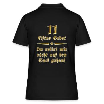11. Gebot - Du sollst mir nicht auf den Sack gehen - Frauen Polo Shirt - Schwarz - Hinten - Ailine (174cm)