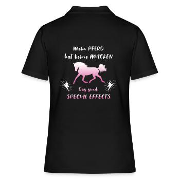 Pferd Spruch Lustig Reiten Reiterferien Geschenk - Frauen Polo Shirt - Schwarz - Hinten - Ailine (174cm)