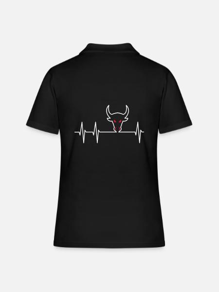 ECG et tête de taureau - Polo Femme - noir