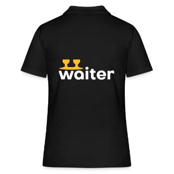 Waiter (Tablett mit zwei Weingläsern) - Frauen Polo Shirt - Schwarz - Hinten - Ailine (174cm)