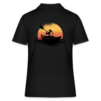 Ruderboot bei Sonnenuntergang - Frauen Polo Shirt - Schwarz - Hinten - Ailine (174cm)