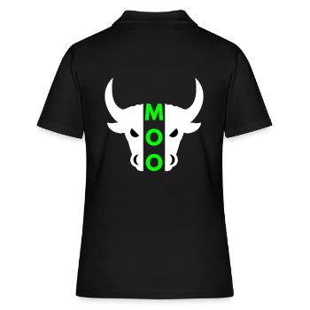 Moo (Hälfte Kopf Stier) - Frauen Polo Shirt - Schwarz - Hinten - Ailine (174cm)