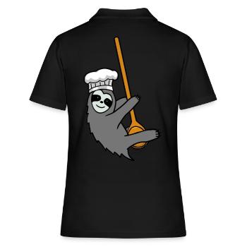 Fleißig Faultier Küche kochen Kochlöffel Hobbykoch - Frauen Polo Shirt - Schwarz - Hinten - Ailine (174cm)