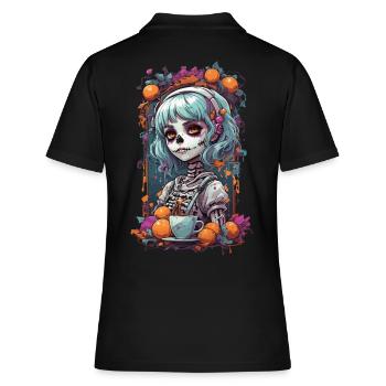 Goth e-Girl crâne Dia de Muertos café Design - Polo Femme - noir - Dos - Ailine (174cm)