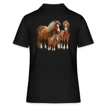 Shetland Pony Familie Shetty Family - Frauen Polo Shirt - Schwarz - Hinten - Ailine (174cm)