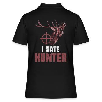 Ich Hasse Jäger Hirschkopf Hirsch Spruch - Frauen Polo Shirt - Schwarz - Hinten - Ailine (174cm)