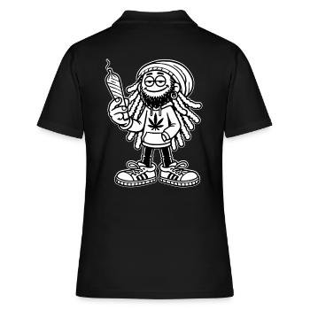 Dreadlock Smoker - Stoned man - High & Happy - Frauen Polo Shirt - Schwarz - Hinten - Ailine (174cm)