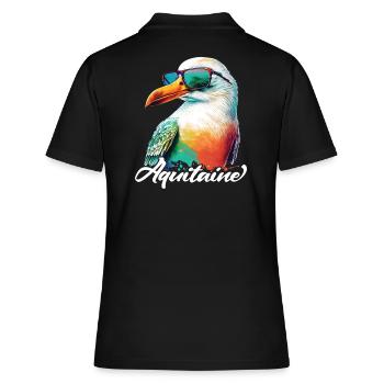 Aquitaine holiday cool colorful seagull with sunglasses - Women's Polo Shirt - black - Back - Ailine (174cm)