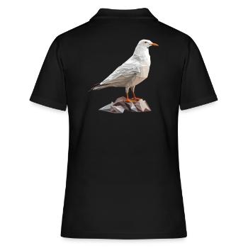 Polygon Möwe auf Felsen - Frauen Polo Shirt - Schwarz - Hinten - Ailine (174cm)