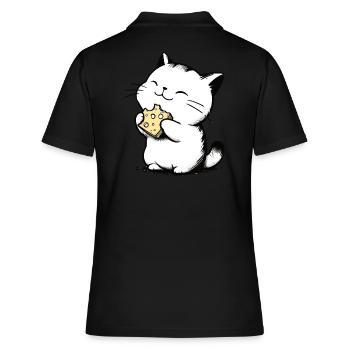Chat mange du fromage Dessin de chaton mignon - Polo Femme - noir - Dos - Ailine (174cm)