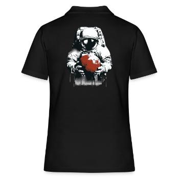 Un astronaute tient une planète martienne dans ses mains - Polo Femme - noir - Dos - Ailine (174cm)