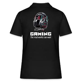 Jeux Le monde réel peut attendre Gamer Dictons Chemise - Polo Femme - noir - Dos - Ailine (174cm)
