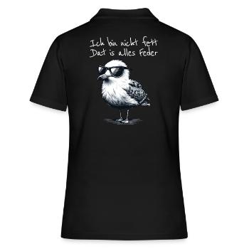 Ich bin nicht fett dat is alles Feder Möwe Spruch - Frauen Polo Shirt - Schwarz - Hinten - Ailine (174cm)