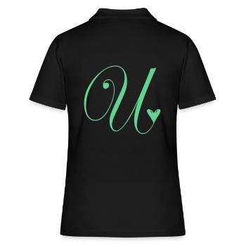 Monogram U Heart Vine - Women's Polo Shirt - black - Back - Ailine (174cm)