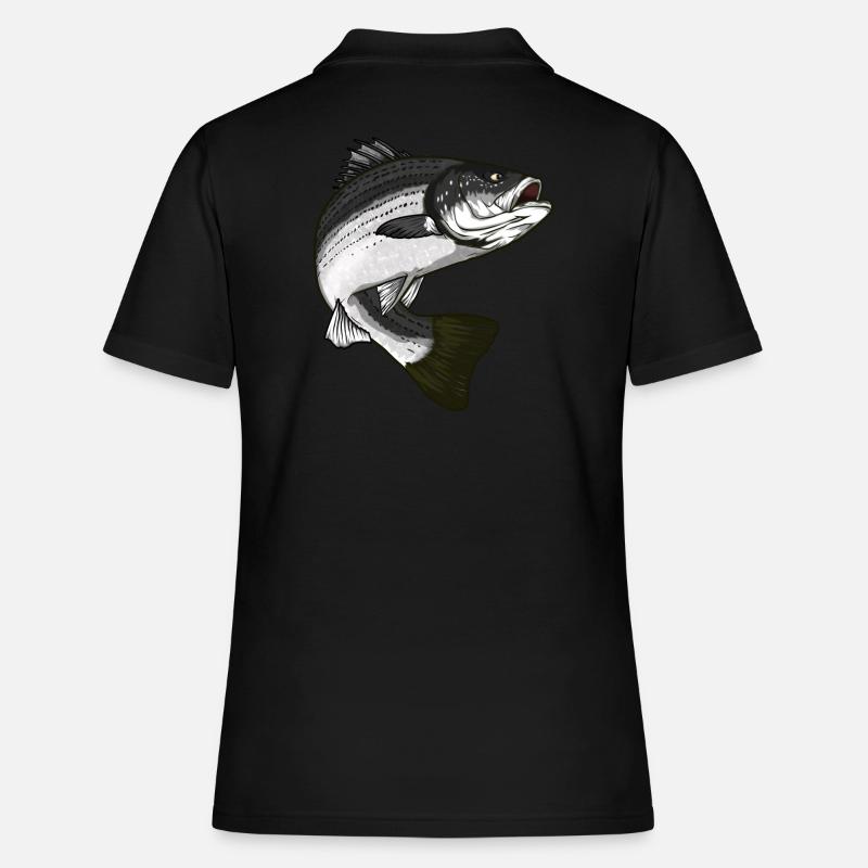 Pêche à la perche rayée - Polo Femme - noir