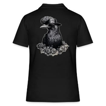 Steampunk Rabe - Frauen Polo Shirt - Schwarz - Hinten - Ailine (174cm)