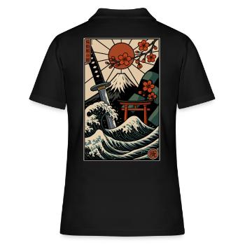 Japanese print - Women's Polo Shirt - black - Back - Ailine (174cm)