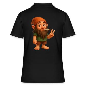 Cooler Kifferzwerg - Cannabis - Marijuana - Weed - Frauen Polo Shirt - Schwarz - Hinten - Ailine (174cm)