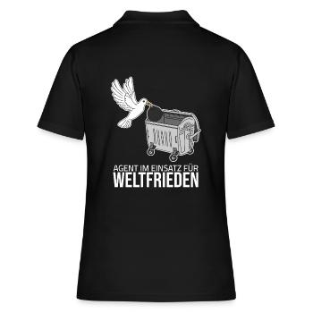 Weltfrieden - Agent im Einsatz - Frauen Polo Shirt - Schwarz - Hinten - Ailine (174cm)