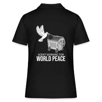 Agent working for World Peace - Friedenstaube - Frauen Polo Shirt - Schwarz - Hinten - Ailine (174cm)