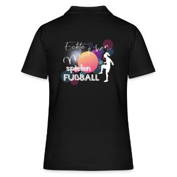 Echte Mädchen spielen Fussball Frauenfußball - Frauen Polo Shirt - Schwarz - Hinten - Ailine (174cm)