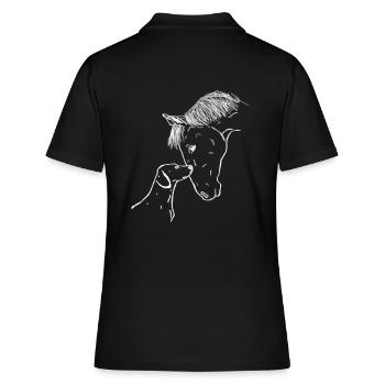 Pferd und Hund - Frauen Polo Shirt - Schwarz - Hinten - Ailine (174cm)