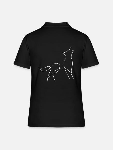 Line Art Wolf - Polo Femme - noir
