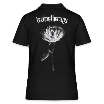 Techno Therapy Rose - Rave Outfit Techno festival - Women's Polo Shirt - black - Back - Ailine (174cm)