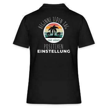 POSITIVE EINSTELLUNG MINDSET Motivation - Frauen Polo Shirt - Schwarz - Hinten - Ailine (174cm)
