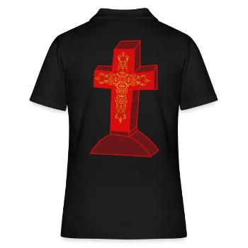 Grabstein Grab Kreuz Kreuze Friedhof Tod Jenseits - Frauen Polo Shirt - Schwarz - Hinten - Ailine (174cm)