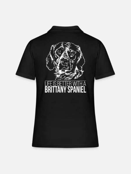 BRETAGNE SPANIEL la vie est meilleure Chiens Wilsigns - Polo Femme - noir