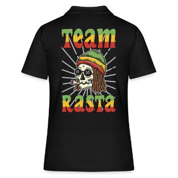 Team rasta | rasta ma | rastafarisme | dreadlocks - Polo Femme - noir - Dos - Ailine (174cm)