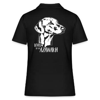 Loved by an Azawakh Hundespruch Windhund Wilsigns - Frauen Polo Shirt - Schwarz - Hinten - Ailine (174cm)