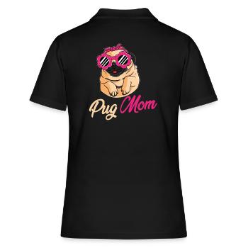 Pug Mom - Frauen Polo Shirt - Schwarz - Hinten - Ailine (174cm)