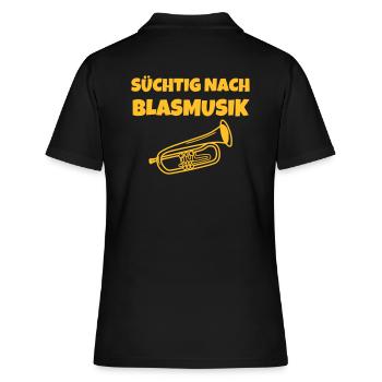 Süchtig nach Blasmusik - Frauen Polo Shirt - Schwarz - Hinten - Ailine (174cm)