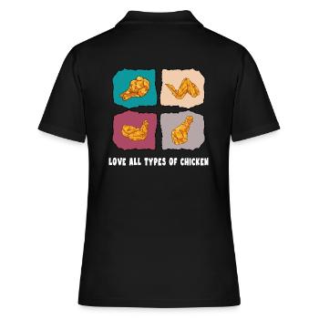 hühner "types pf chicken" chickenwings - Frauen Polo Shirt - Schwarz - Hinten - Ailine (174cm)