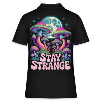 Stay Strange Mushroom Art - Frauen Polo Shirt - Schwarz - Hinten - Ailine (174cm)